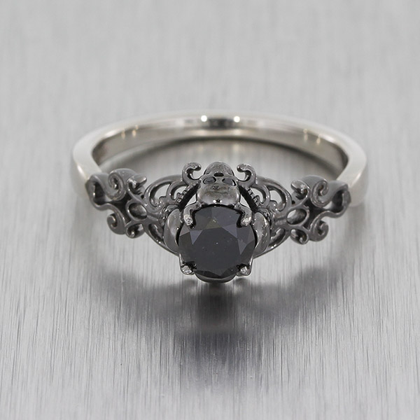 Black diamond gothic engagement shop rings